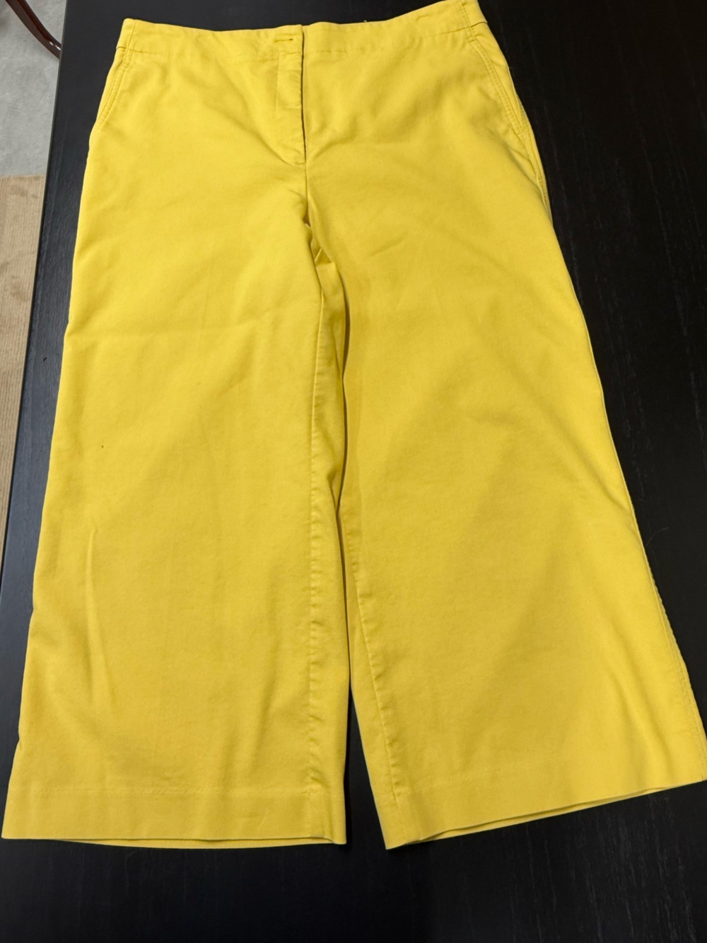 Ann Taylor Yellow Cropped Wide-Leg Pants